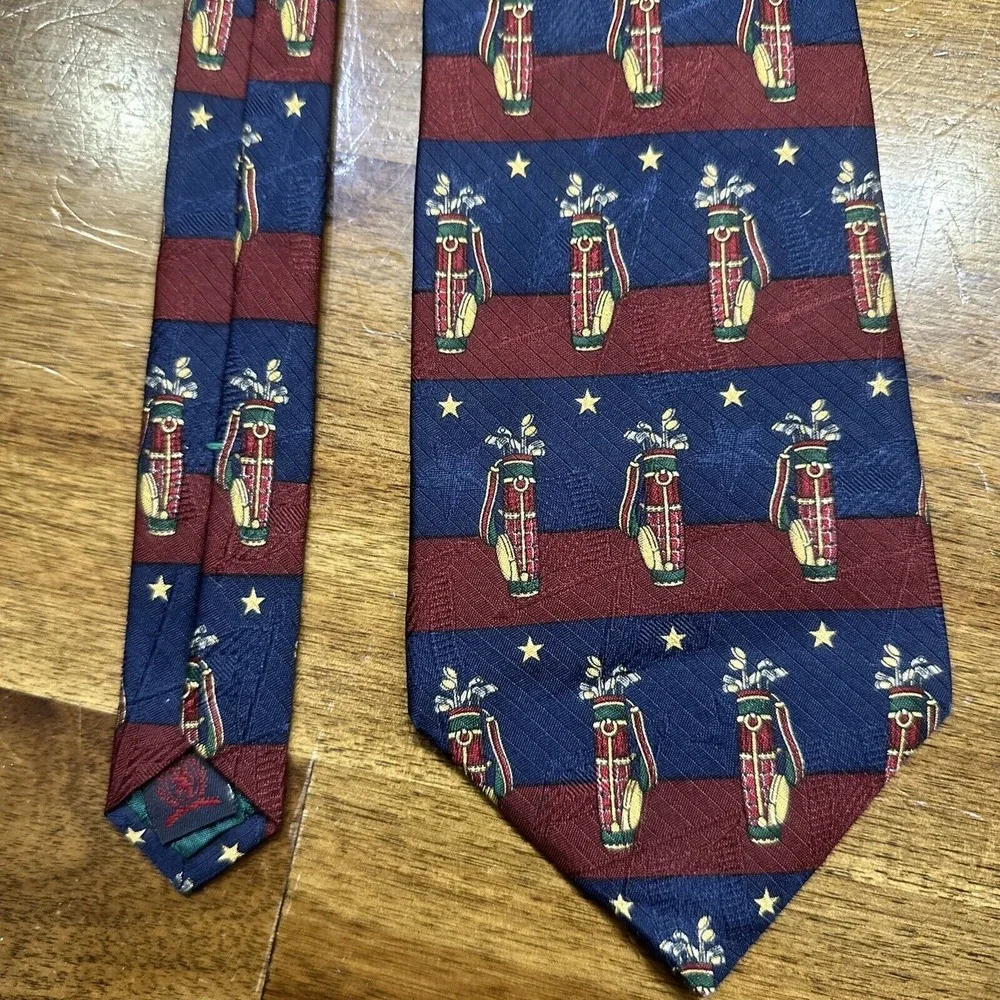 Tommy Hilfiger Golf Print Golfer Tie 100% Italian Silk NeckTie Men's‎ Dadcore